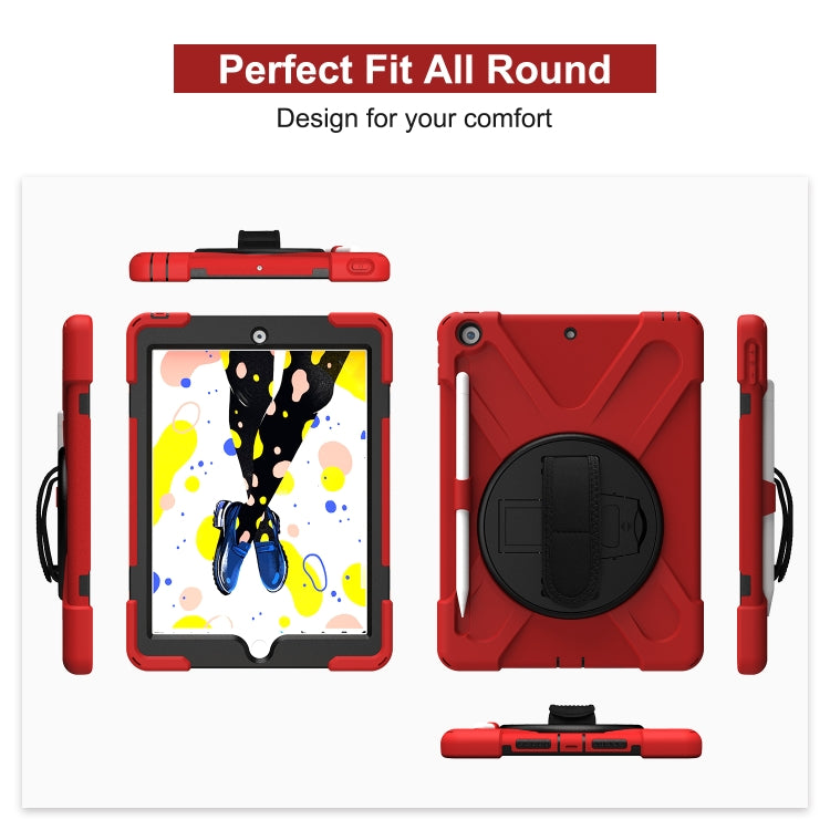 For iPad 10.2 2021 / 2020 / 2019 Shockproof Colorful Silicone + PC Protective Case with Holder & Shoulder Strap & Hand Strap & Pen Slot(Red) - iPad 10.2 Cases by buy2fix | Online Shopping UK | buy2fix