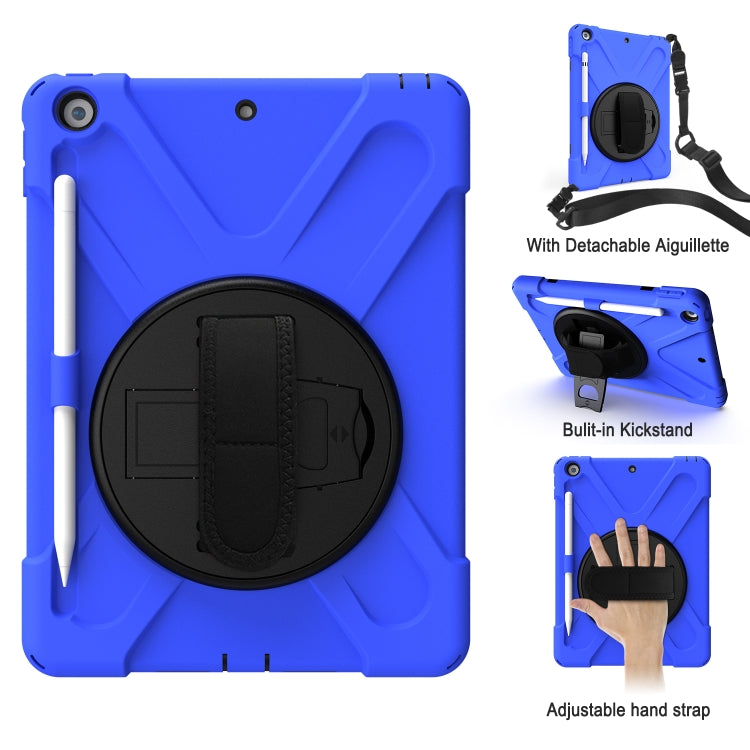 For iPad 10.2 2021 / 2020 / 2019 Shockproof Colorful Silicone + PC Protective Case with Holder & Shoulder Strap & Hand Strap & Pen Slot(Blue) - iPad 10.2 Cases by buy2fix | Online Shopping UK | buy2fix