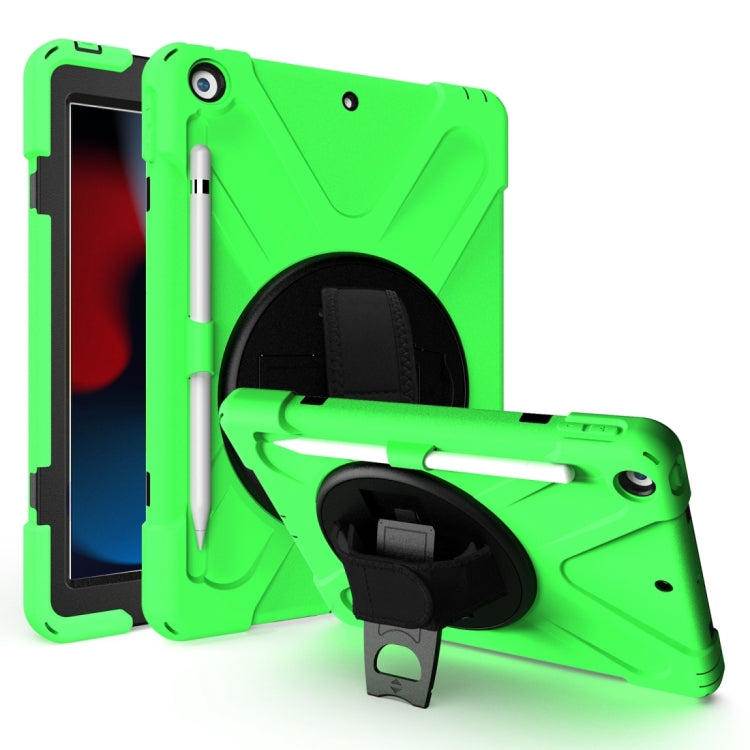 For iPad 10.2 2021 / 2020 / 2019 Shockproof Colorful Silicone + PC Protective Case with Holder & Shoulder Strap & Hand Strap & Pen Slot(Green) - iPad 10.2 Cases by buy2fix | Online Shopping UK | buy2fix