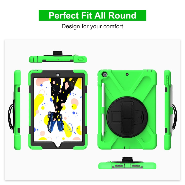 For iPad 10.2 2021 / 2020 / 2019 Shockproof Colorful Silicone + PC Protective Case with Holder & Shoulder Strap & Hand Strap & Pen Slot(Green) - iPad 10.2 Cases by buy2fix | Online Shopping UK | buy2fix