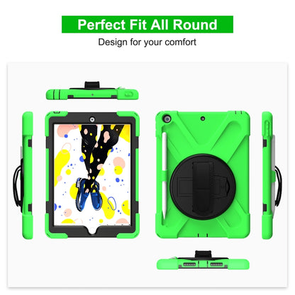 For iPad 10.2 2021 / 2020 / 2019 Shockproof Colorful Silicone + PC Protective Case with Holder & Shoulder Strap & Hand Strap & Pen Slot(Green) - iPad 10.2 Cases by buy2fix | Online Shopping UK | buy2fix