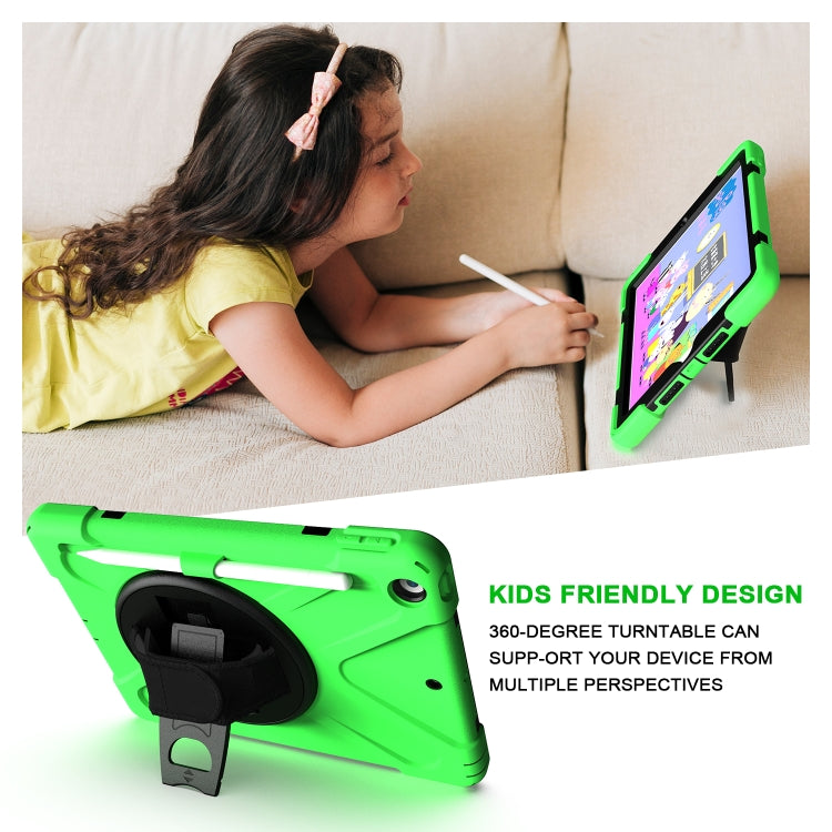 For iPad 10.2 2021 / 2020 / 2019 Shockproof Colorful Silicone + PC Protective Case with Holder & Shoulder Strap & Hand Strap & Pen Slot(Green) - iPad 10.2 Cases by buy2fix | Online Shopping UK | buy2fix
