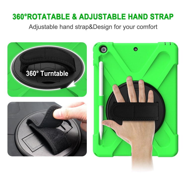 For iPad 10.2 2021 / 2020 / 2019 Shockproof Colorful Silicone + PC Protective Case with Holder & Shoulder Strap & Hand Strap & Pen Slot(Green) - iPad 10.2 Cases by buy2fix | Online Shopping UK | buy2fix