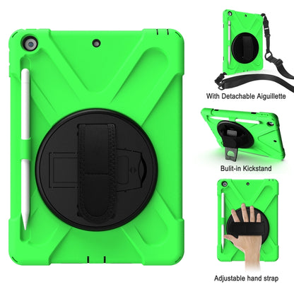 For iPad 10.2 2021 / 2020 / 2019 Shockproof Colorful Silicone + PC Protective Case with Holder & Shoulder Strap & Hand Strap & Pen Slot(Green) - iPad 10.2 Cases by buy2fix | Online Shopping UK | buy2fix