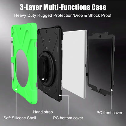 For iPad 10.2 2021 / 2020 / 2019 Shockproof Colorful Silicone + PC Protective Case with Holder & Shoulder Strap & Hand Strap & Pen Slot(Green) - iPad 10.2 Cases by buy2fix | Online Shopping UK | buy2fix