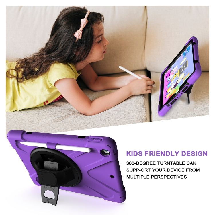 For iPad 10.2 2021 / 2020 / 2019 Shockproof Colorful Silicone + PC Protective Case with Holder & Shoulder Strap & Hand Strap & Pen Slot(Purple) - iPad 10.2 Cases by buy2fix | Online Shopping UK | buy2fix