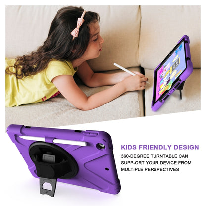 For iPad 10.2 2021 / 2020 / 2019 Shockproof Colorful Silicone + PC Protective Case with Holder & Shoulder Strap & Hand Strap & Pen Slot(Purple) - iPad 10.2 Cases by buy2fix | Online Shopping UK | buy2fix