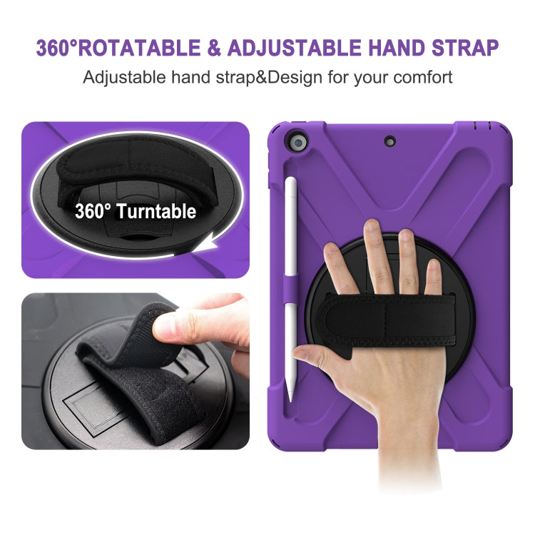 For iPad 10.2 2021 / 2020 / 2019 Shockproof Colorful Silicone + PC Protective Case with Holder & Shoulder Strap & Hand Strap & Pen Slot(Purple) - iPad 10.2 Cases by buy2fix | Online Shopping UK | buy2fix