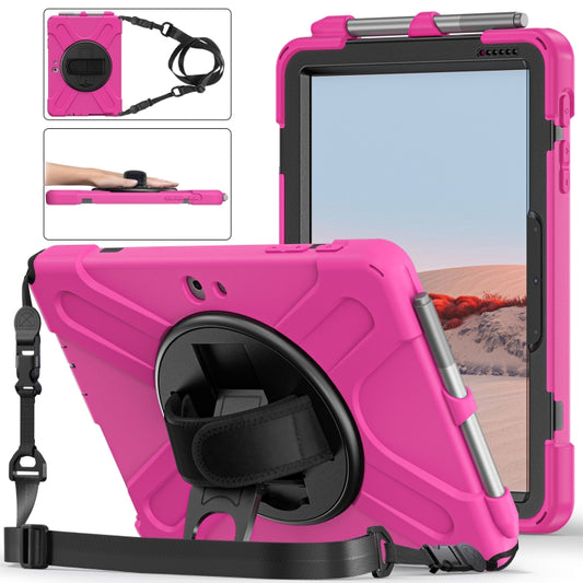 For Microsoft Surface Go 4 / 3 / 2 / 1 Shockproof Colorful Silicone + PC Protective Case with Holder & Shoulder Strap & Hand Strap & Pen Slot(Pink) - Others by buy2fix | Online Shopping UK | buy2fix