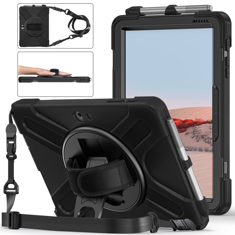 For Microsoft Surface Go 4 / 3 / 2 / 1 Shockproof Colorful Silicone + PC Protective Case with Holder & Shoulder Strap & Hand Strap & Pen Slot(Black) - Others by buy2fix | Online Shopping UK | buy2fix