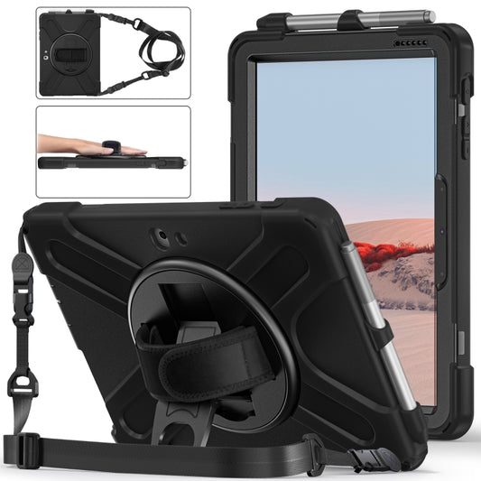 For Microsoft Surface Go 4 / 3 / 2 / 1 Shockproof Colorful Silicone + PC Protective Case with Holder & Shoulder Strap & Hand Strap & Pen Slot(Black) - Others by buy2fix | Online Shopping UK | buy2fix