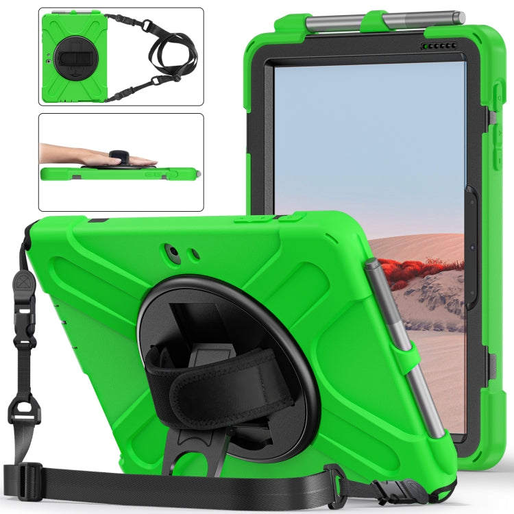 For Microsoft Surface Go 4 / 3 / 2 / 1 Shockproof Colorful Silicone + PC Protective Case with Holder & Shoulder Strap & Hand Strap & Pen Slot(Green) - Others by buy2fix | Online Shopping UK | buy2fix