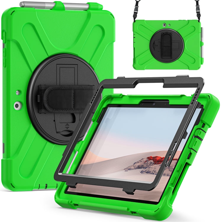 For Microsoft Surface Go 4 / 3 / 2 / 1 Shockproof Colorful Silicone + PC Protective Case with Holder & Shoulder Strap & Hand Strap & Pen Slot(Green) - Others by buy2fix | Online Shopping UK | buy2fix