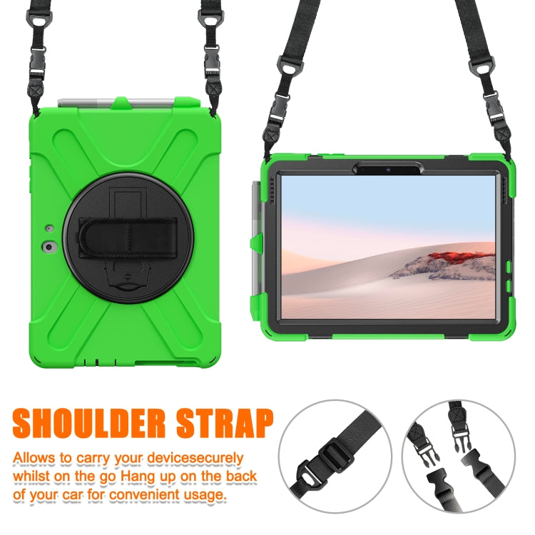 For Microsoft Surface Go 4 / 3 / 2 / 1 Shockproof Colorful Silicone + PC Protective Case with Holder & Shoulder Strap & Hand Strap & Pen Slot(Green) - Others by buy2fix | Online Shopping UK | buy2fix