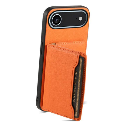 For iPhone Air Calf Texture Card Bag Design Full Coverage Phone Case(Orange) - iPhone Air Cases by buy2fix | Online Shopping UK | buy2fix