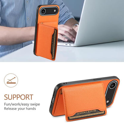 For iPhone Air Calf Texture Card Bag Design Full Coverage Phone Case(Orange) - iPhone Air Cases by buy2fix | Online Shopping UK | buy2fix