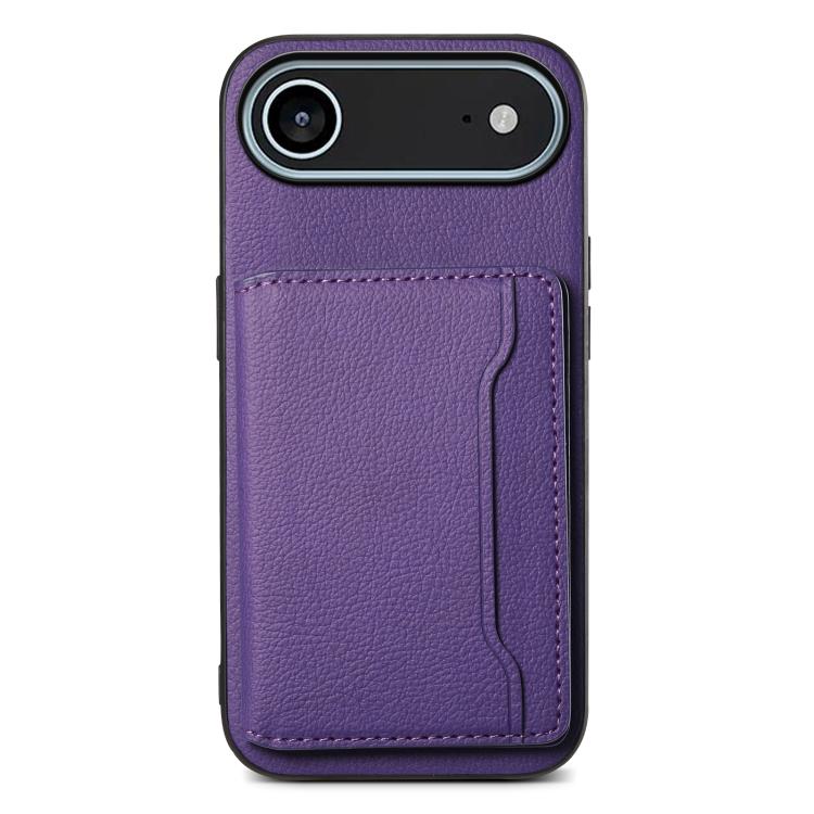 For iPhone Air Calf Texture Card Bag Design Full Coverage Phone Case(Purple) - iPhone Air Cases by buy2fix | Online Shopping UK | buy2fix