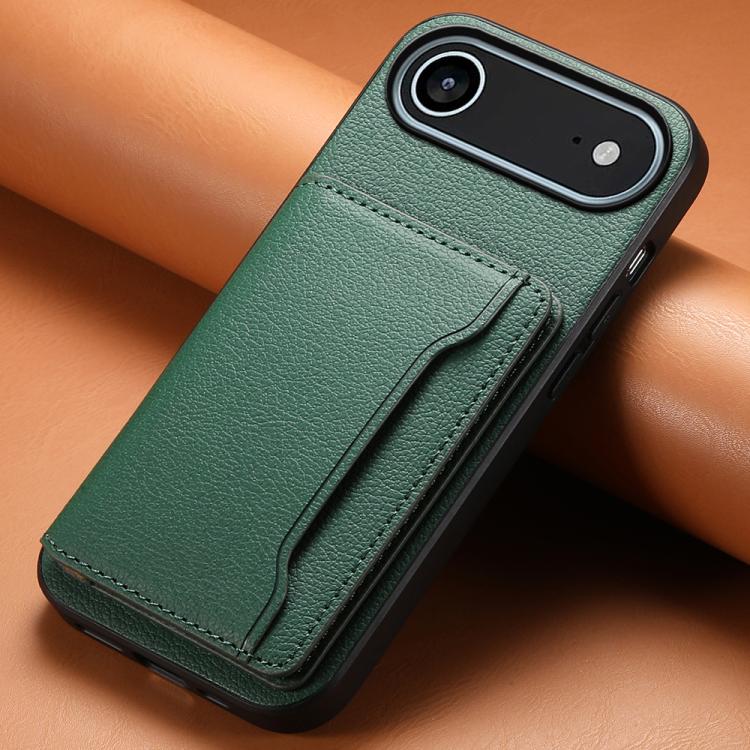 For iPhone Air Calf Texture Card Bag Design Full Coverage Phone Case(Green) - iPhone Air Cases by buy2fix | Online Shopping UK | buy2fix