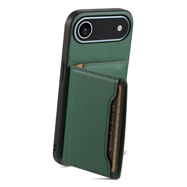 For iPhone Air Calf Texture Card Bag Design Full Coverage Phone Case(Green) - iPhone Air Cases by buy2fix | Online Shopping UK | buy2fix