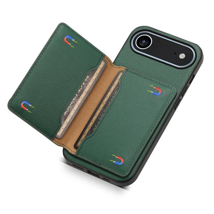 For iPhone Air Calf Texture Card Bag Design Full Coverage Phone Case(Green) - iPhone Air Cases by buy2fix | Online Shopping UK | buy2fix