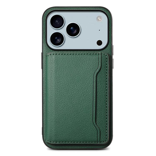 For iPhone 17 Pro Max Calf Texture Card Bag Design Full Coverage Phone Case(Green) - iPhone Air Cases by buy2fix | Online Shopping UK | buy2fix