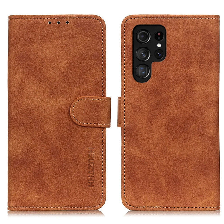 For Samsung Galaxy S25 Ultra 5G KHAZNEH Retro Texture Horizontal Flip Leather Phone Case(Brown) by buy2fix
