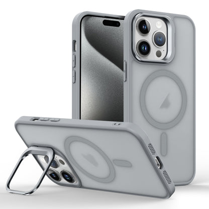 For iPhone 15 Pro Max Skin Feel Lens Holder Magsafe Phone Case(Titanium Grey) - iPhone 15 Pro Max Cases by buy2fix | Online Shopping UK | buy2fix