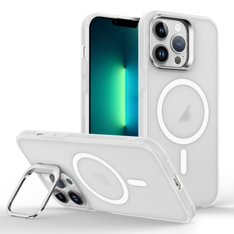For iPhone 13 Pro Max Skin Feel Lens Holder Magsafe Phone Case(Transparent) by buy2fix