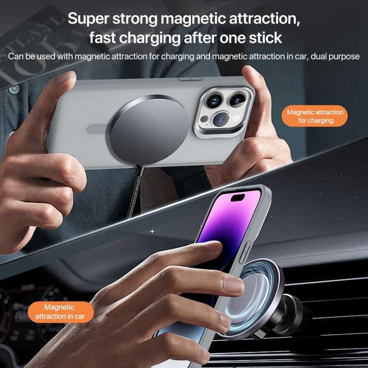 For iPhone 12 mini Skin Feel Lens Holder Magsafe Phone Case(Orange) - iPhone 12 mini Cases by buy2fix | Online Shopping UK | buy2fix