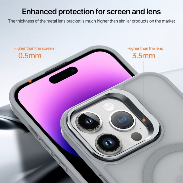 For iPhone 12 mini Skin Feel Lens Holder Magsafe Phone Case(Orange) - iPhone 12 mini Cases by buy2fix | Online Shopping UK | buy2fix