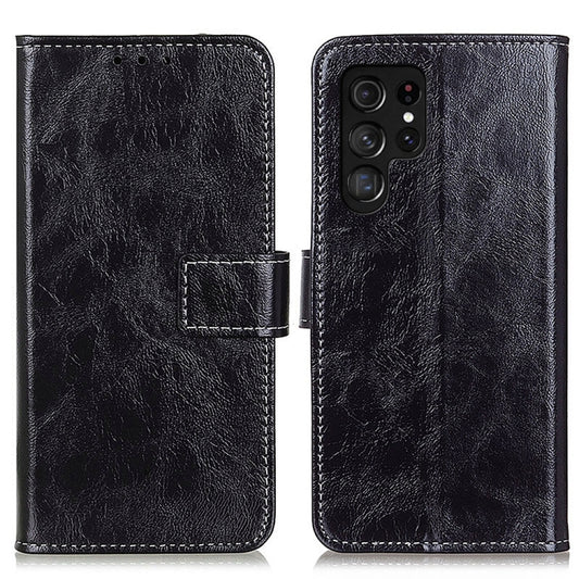 For Samsung Galaxy S25 Ultra 5G Retro Crazy Horse Texture Leather Phone Case(Black) by buy2fix