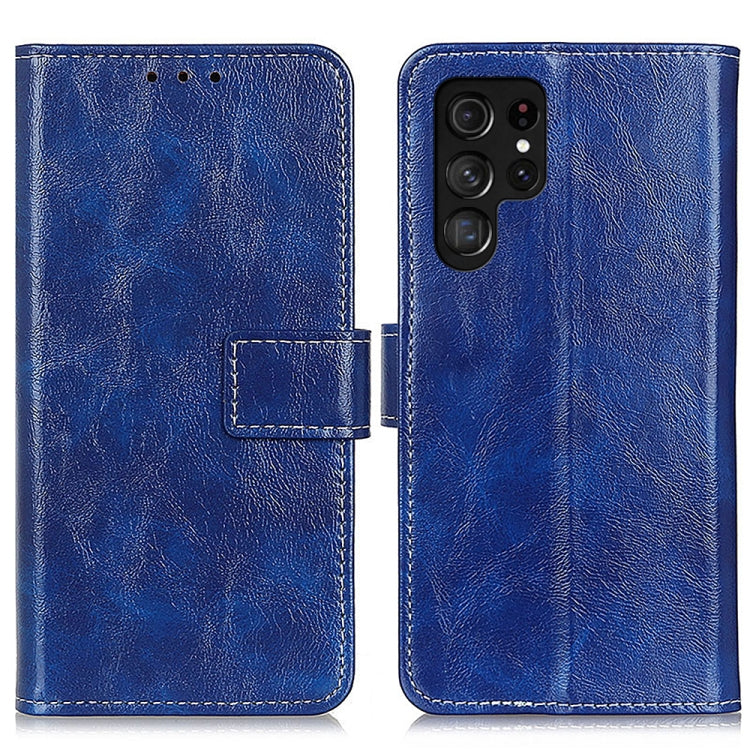 For Samsung Galaxy S25 Ultra 5G Retro Crazy Horse Texture Leather Phone Case(Blue) by buy2fix