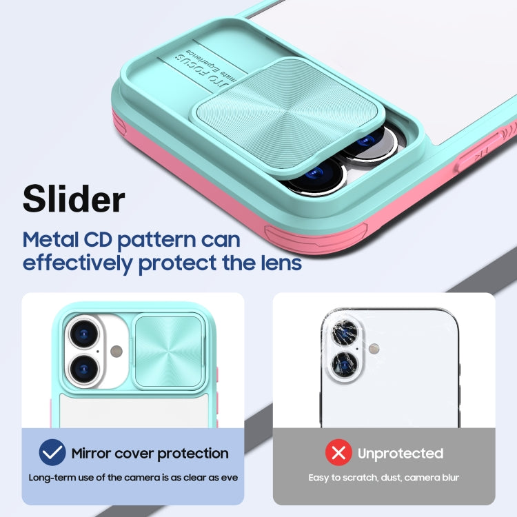 For iPhone 16 Pro Sliding Camshield Acrylic Hybrid TPU Phone Case(Blue Pink) by buy2fix