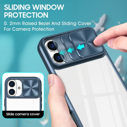 For iPhone 16 Pro Max Sliding Camshield Acrylic Hybrid TPU Phone Case(Navy Blue) by buy2fix