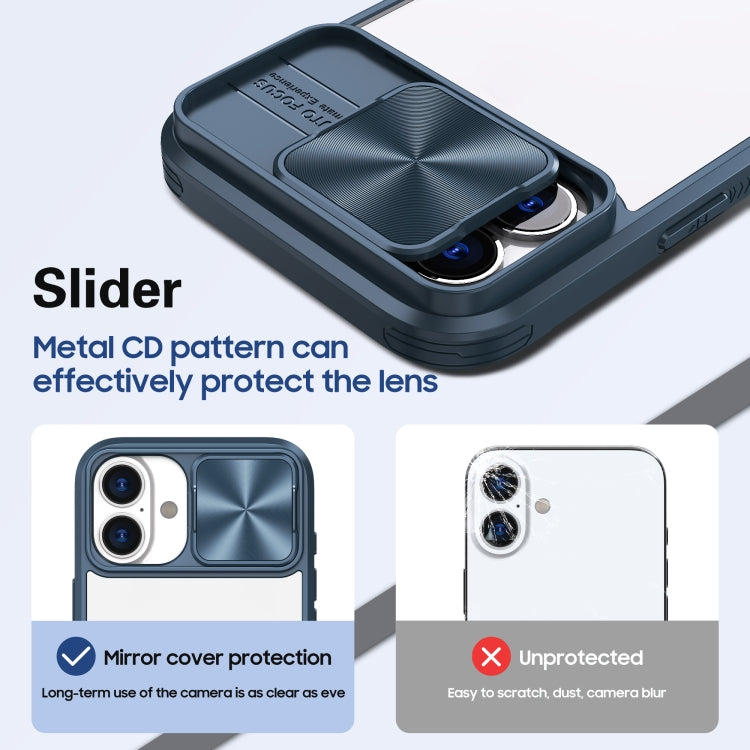 For iPhone 16 Pro Max Sliding Camshield Acrylic Hybrid TPU Phone Case(Navy Blue) by buy2fix
