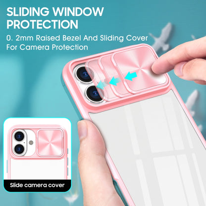 For iPhone 16 Pro Max Sliding Camshield Acrylic Hybrid TPU Phone Case(Pink Cyan) by buy2fix