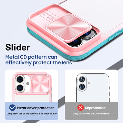 For iPhone 16 Pro Max Sliding Camshield Acrylic Hybrid TPU Phone Case(Pink Cyan) by buy2fix