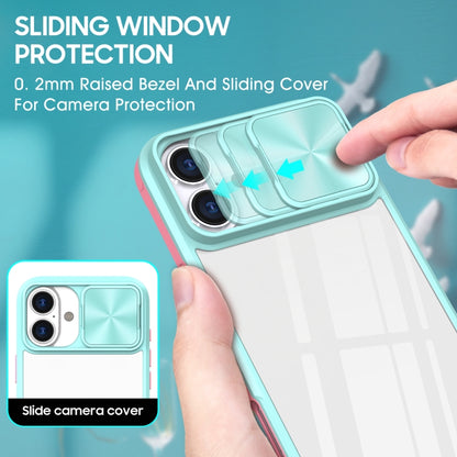 For iPhone 16 Pro Max Sliding Camshield Acrylic Hybrid TPU Phone Case(Blue Pink) by buy2fix