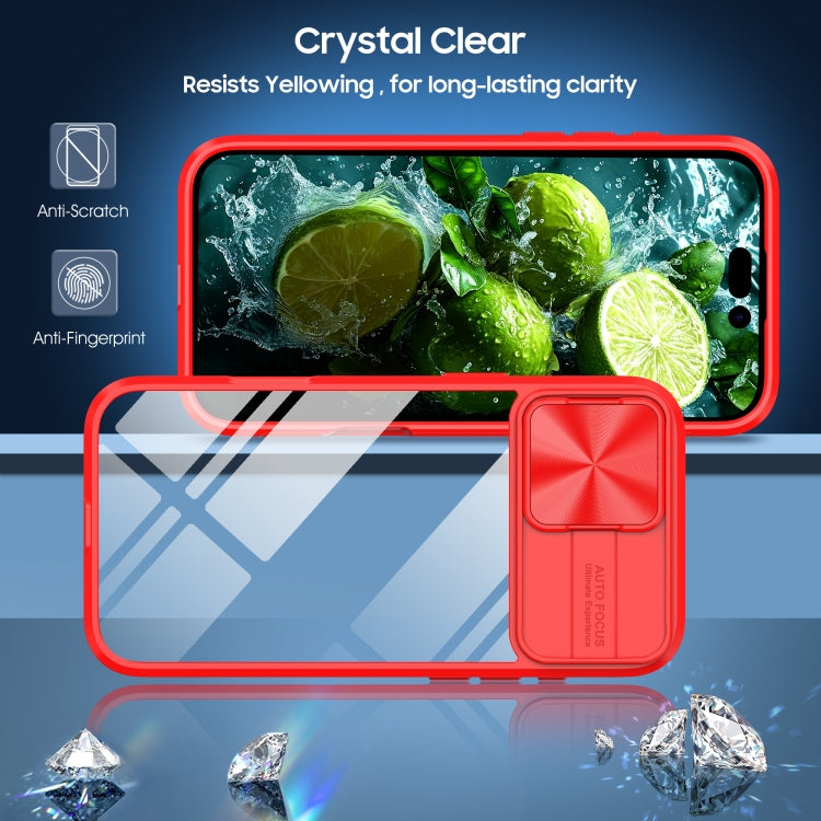 For iPhone 16 Pro Max Sliding Camshield Acrylic Hybrid TPU Phone Case(Red) by buy2fix