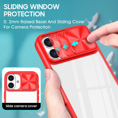 For iPhone 16 Pro Max Sliding Camshield Acrylic Hybrid TPU Phone Case(Red) by buy2fix