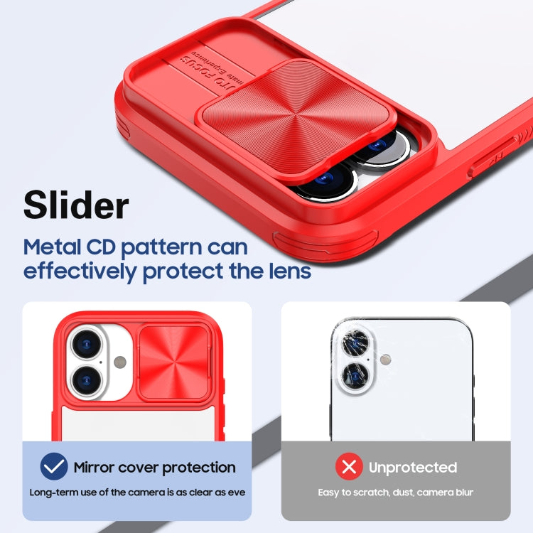 For iPhone 16 Pro Max Sliding Camshield Acrylic Hybrid TPU Phone Case(Red) by buy2fix