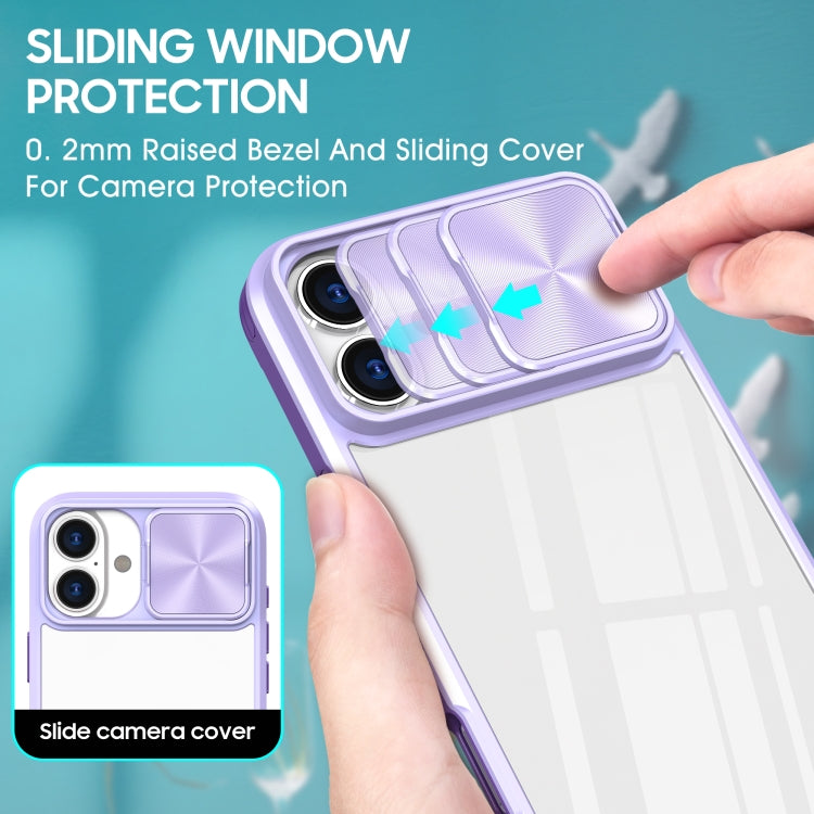 For iPhone 16 Pro Max Sliding Camshield Acrylic Hybrid TPU Phone Case(Purple) by buy2fix