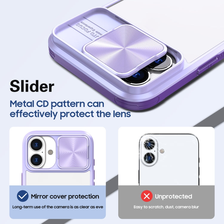For iPhone 16 Pro Max Sliding Camshield Acrylic Hybrid TPU Phone Case(Purple) by buy2fix