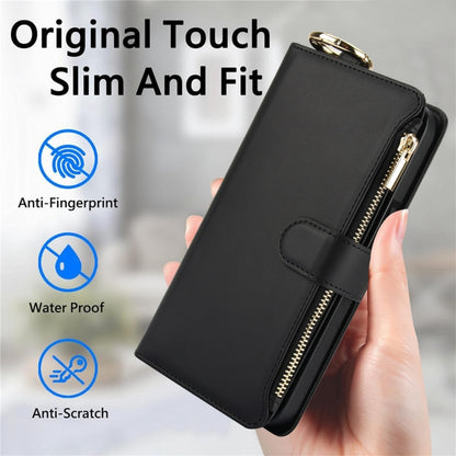 For iPhone 15 Pro Crossbody Ring Multifunctional Wallet Leather Phone Case(Black) - iPhone 15 Pro Cases by buy2fix | Online Shopping UK | buy2fix