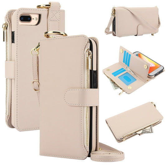 For iPhone 7 / 8 / SE 2022 Crossbody Ring Multifunctional Wallet Leather Phone Case(White) - iPhone SE 2022 / 2020 / 8 / 7 Cases by buy2fix | Online Shopping UK | buy2fix