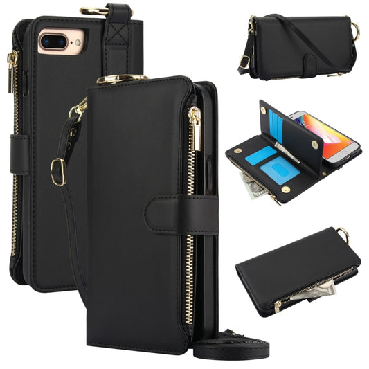 For iPhone 7 / 8 / SE 2022 Crossbody Ring Multifunctional Wallet Leather Phone Case(Black) - iPhone SE 2022 / 2020 / 8 / 7 Cases by buy2fix | Online Shopping UK | buy2fix