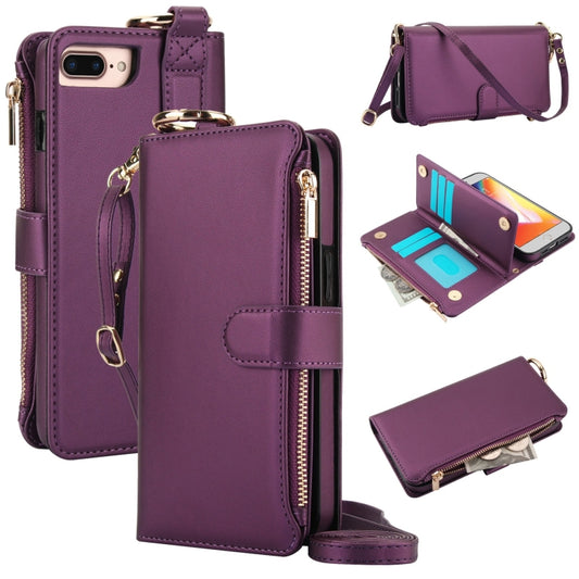 For iPhone 7 / 8 / SE 2022 Crossbody Ring Multifunctional Wallet Leather Phone Case(Dark Purple) - iPhone SE 2022 / 2020 / 8 / 7 Cases by buy2fix | Online Shopping UK | buy2fix
