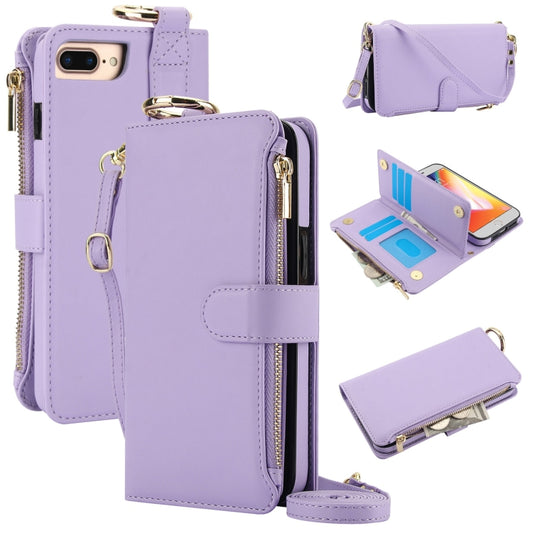 For iPhone 7 / 8 / SE 2022 Crossbody Ring Multifunctional Wallet Leather Phone Case(Purple) - iPhone SE 2022 / 2020 / 8 / 7 Cases by buy2fix | Online Shopping UK | buy2fix