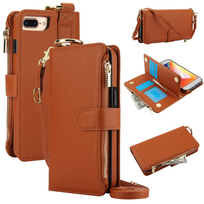 For iPhone 7 / 8 / SE 2022 Crossbody Ring Multifunctional Wallet Leather Phone Case(Brown) - iPhone SE 2022 / 2020 / 8 / 7 Cases by buy2fix | Online Shopping UK | buy2fix