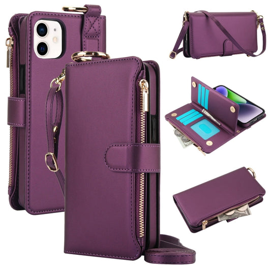 For iPhone 11 Crossbody Ring Multifunctional Wallet Leather Phone Case(Dark Purple) - iPhone 11 Cases by buy2fix | Online Shopping UK | buy2fix